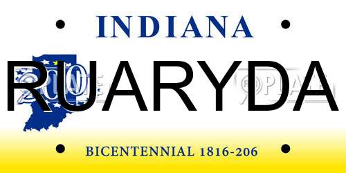 RUARYDA Indiana License Plate