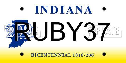 RUBY37 Indiana License Plate