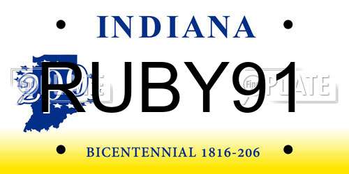 RUBY91 Indiana License Plate