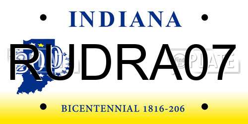 RUDRA07 Indiana License Plate