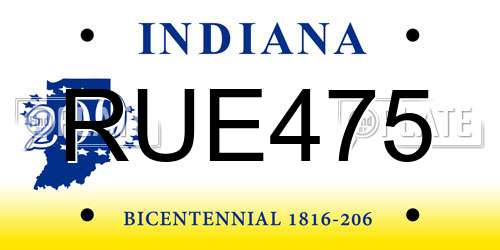 RUE475 Indiana License Plate