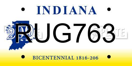 RUG763 Indiana License Plate