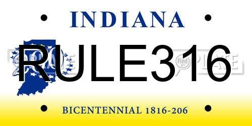 RULE316 Indiana License Plate
