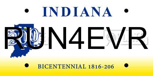 RUN4EVR Indiana License Plate