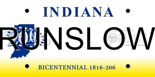 RUNSLOW Indiana License Plate