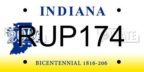 RUP174 Indiana License Plate