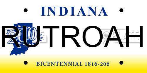 RUTROAH Indiana License Plate