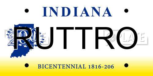 RUTTRO Indiana License Plate