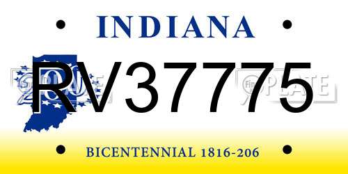 RV37775 Indiana License Plate