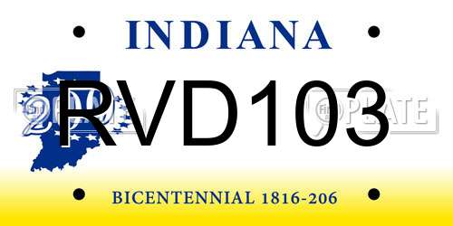 RVD103 Indiana License Plate