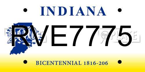 RVE7775 Indiana License Plate