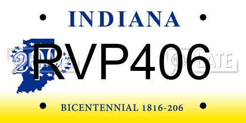 RVP406 Indiana License Plate