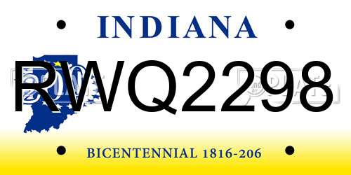 RWQ2298 Indiana License Plate