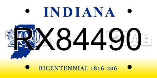 RX84490 Indiana License Plate