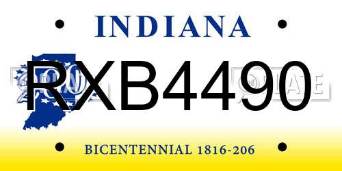 RXB4490 Indiana License Plate