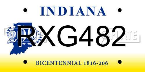 RXG482 Indiana License Plate
