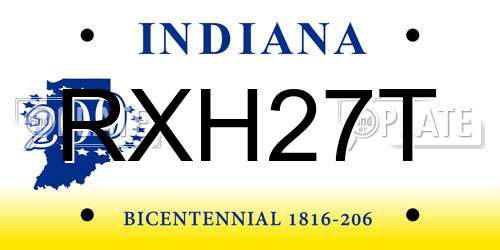 RXH27T Indiana License Plate