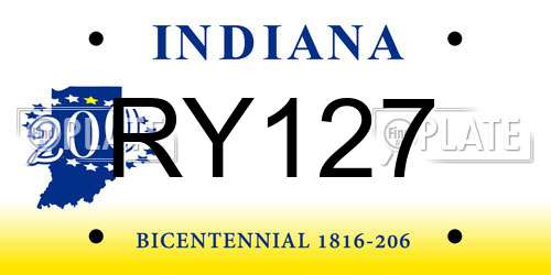RY127 Indiana License Plate