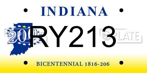 RY213 Indiana License Plate