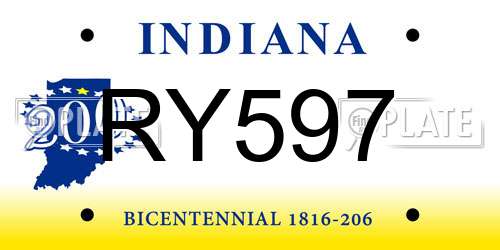 RY597 Indiana License Plate