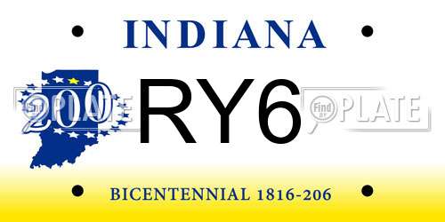 RY6 Indiana License Plate