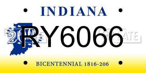 RY6066 Indiana License Plate