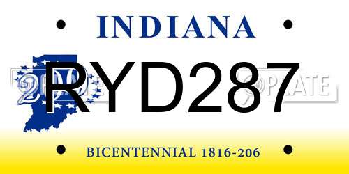 RYD287 Indiana License Plate