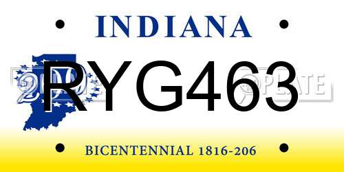 RYG463 Indiana License Plate