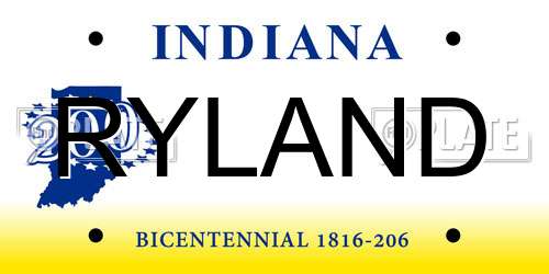 RYLAND Indiana License Plate
