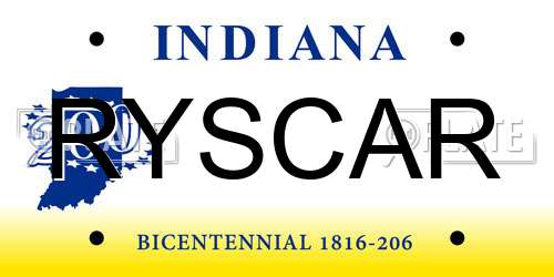 RYSCAR Indiana License Plate
