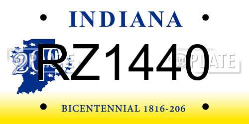 RZ1440 Indiana License Plate