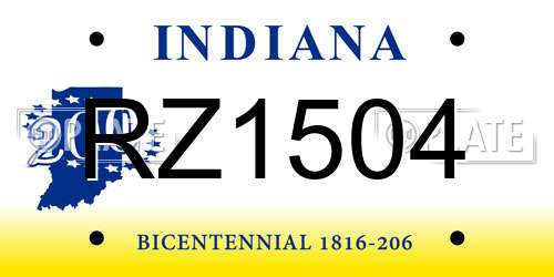 RZ1504 Indiana License Plate