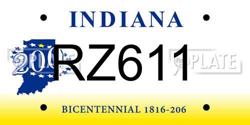 RZ611 Indiana License Plate