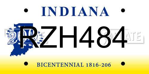 RZH484 Indiana License Plate