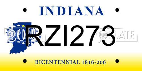 RZI273 Indiana License Plate