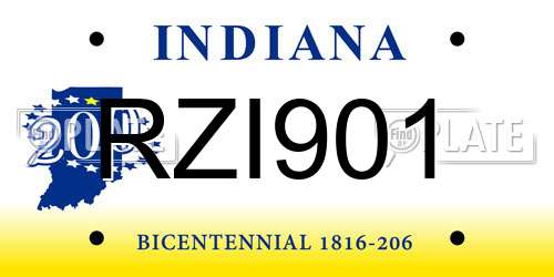 RZI901 Indiana License Plate