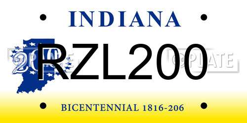 RZL200 Indiana License Plate