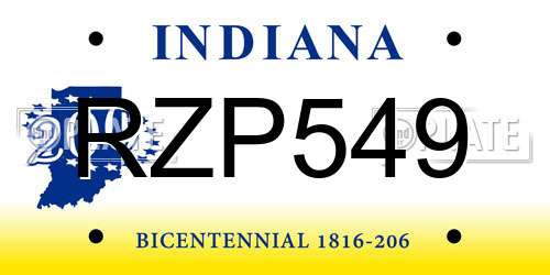 RZP549 Indiana License Plate