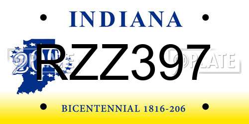 RZZ397 Indiana License Plate