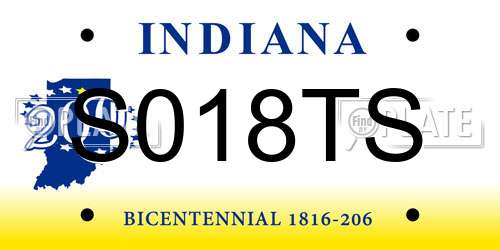 S018TS Indiana License Plate