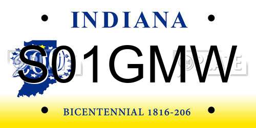 S01GMW Indiana License Plate