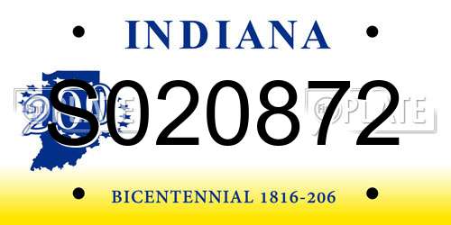 S020872 Indiana License Plate