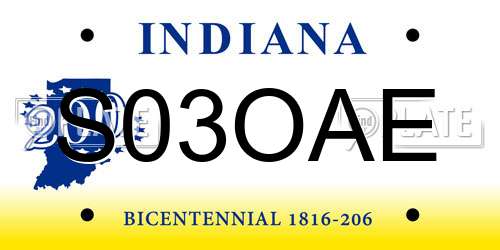 S03OAE Indiana License Plate
