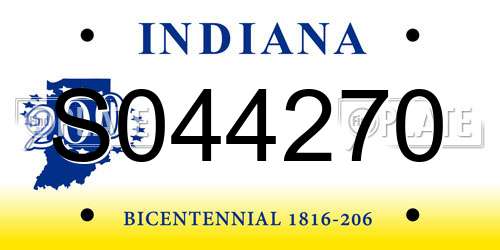 S044270 Indiana License Plate