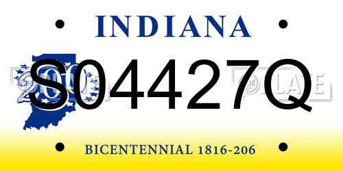 S04427Q Indiana License Plate