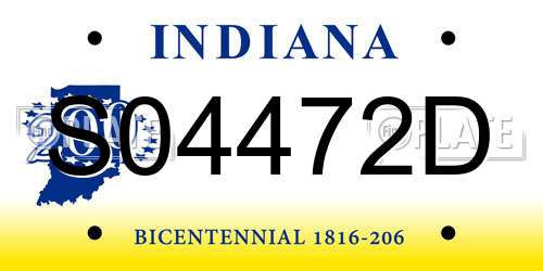 S04472D Indiana License Plate