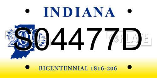 S04477D Indiana License Plate