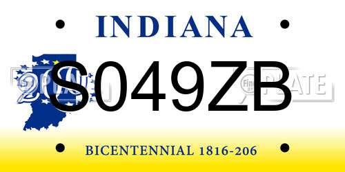 S049ZB Indiana License Plate