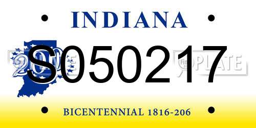 S050217 Indiana License Plate