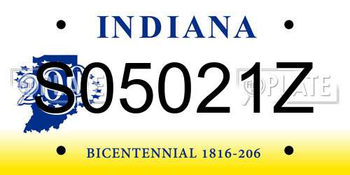 S05021Z Indiana License Plate